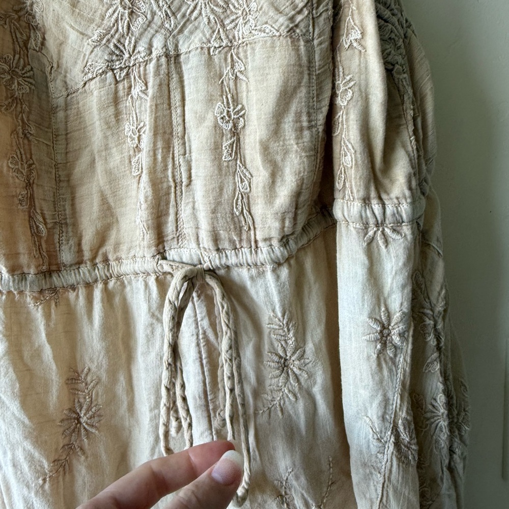 Free People Daisy Ranch Embroidered Floral Jumpsuit Romper Beige Women's Sz S/P - Picture 7 of 11